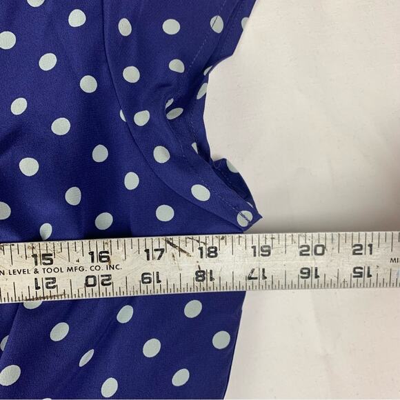 J. Peterman women's size 10 medium silk blue polka dot button up dress - Picture 5 of 12